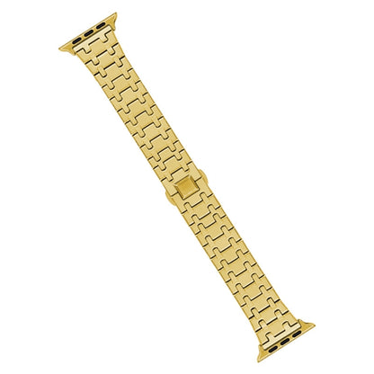 For Apple Watch Ultra 49mm Double T Stainless Steel Watch Band(Gold) - Watch Bands by PMC Jewellery | Online Shopping South Africa | PMC Jewellery