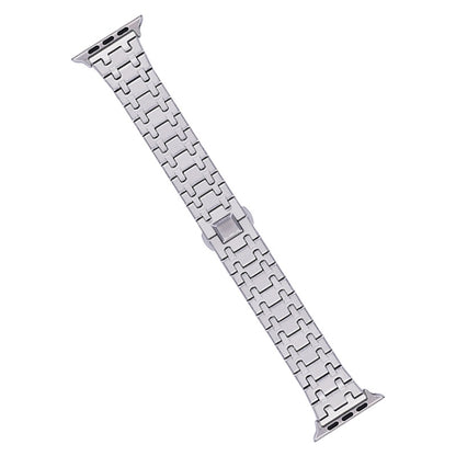 For Apple Watch SE 40mm Double T Stainless Steel Watch Band(Silver) - Watch Bands by PMC Jewellery | Online Shopping South Africa | PMC Jewellery