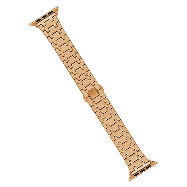 For Apple Watch Series 5 40mm Double T Stainless Steel Watch Band(Rose Gold) - Watch Bands by PMC Jewellery | Online Shopping South Africa | PMC Jewellery