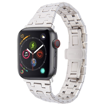 For Apple Watch Series 4 44mm Double T Stainless Steel Watch Band(Starlight) - Watch Bands by PMC Jewellery | Online Shopping South Africa | PMC Jewellery