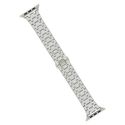 For Apple Watch Series 4 44mm Double T Stainless Steel Watch Band(Starlight) - Watch Bands by PMC Jewellery | Online Shopping South Africa | PMC Jewellery