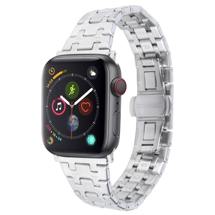 For Apple Watch Series 4 44mm Double T Stainless Steel Watch Band(Silver) - Watch Bands by PMC Jewellery | Online Shopping South Africa | PMC Jewellery