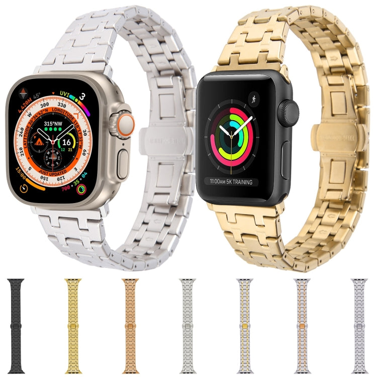 For Apple Watch SE 2022 40mm Double T Stainless Steel Watch Band(Black) - Watch Bands by PMC Jewellery | Online Shopping South Africa | PMC Jewellery