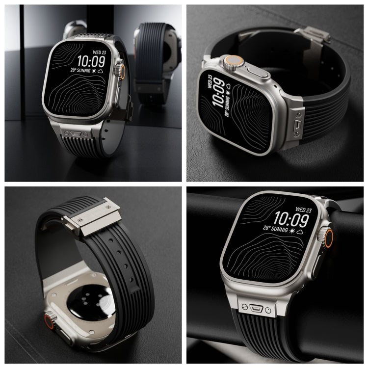 For Apple Watch Series 5 44mm Vertical Texture Titanium Buckle Elastic Silicone Watch Band(Starlight) - free shipping - PMC TechLife - Order now!