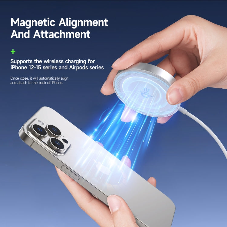DUZZONA W18 15W Qi2 MagSafe Magnetic Suction Wireless Charger(White) - free shipping - PMC Jewellery - Order now!