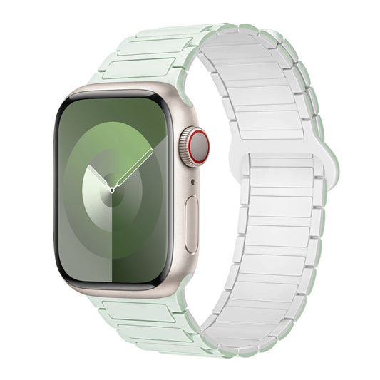 For Apple Watch SE 2023 44mm I-Shaped Magnetic Silicone Watch Band(Mint White) - Watch Bands by PMC Jewellery | Online Shopping South Africa | PMC Jewellery