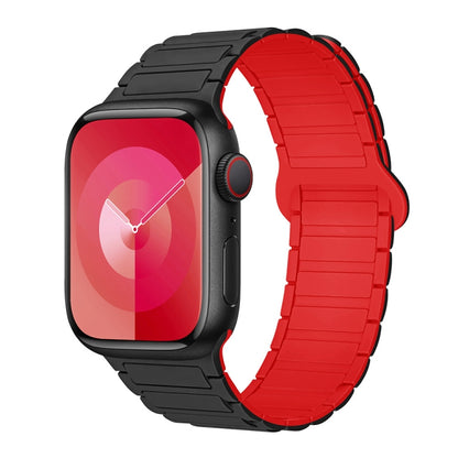 For Apple Watch SE 2023 40mm I-Shaped Magnetic Silicone Watch Band(Black Red) - Watch Bands by PMC Jewellery | Online Shopping South Africa | PMC Jewellery