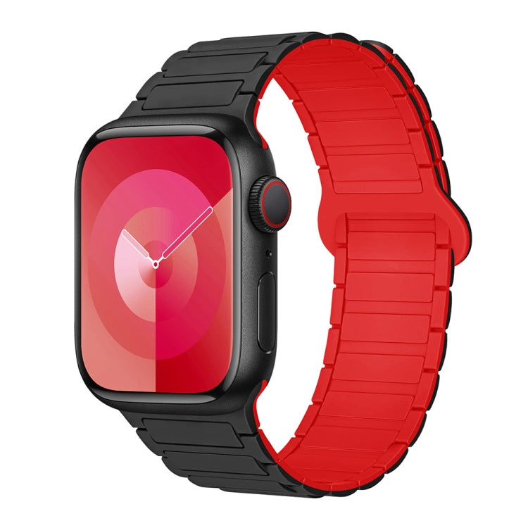 For Apple Watch Series 9 45mm I-Shaped Magnetic Silicone Watch Band(Black Red) - Watch Bands by PMC Jewellery | Online Shopping South Africa | PMC Jewellery