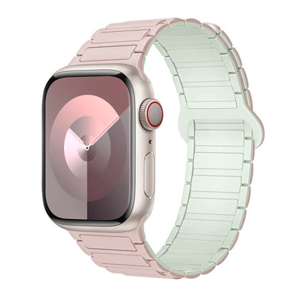 For Apple Watch Series 8 41mm I-Shaped Magnetic Silicone Watch Band(Pink Mint) - Watch Bands by PMC Jewellery | Online Shopping South Africa | PMC Jewellery