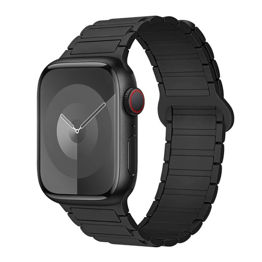 For Apple Watch Series 7 41mm I-Shaped Magnetic Silicone Watch Band(Black) - Watch Bands by PMC Jewellery | Online Shopping South Africa | PMC Jewellery