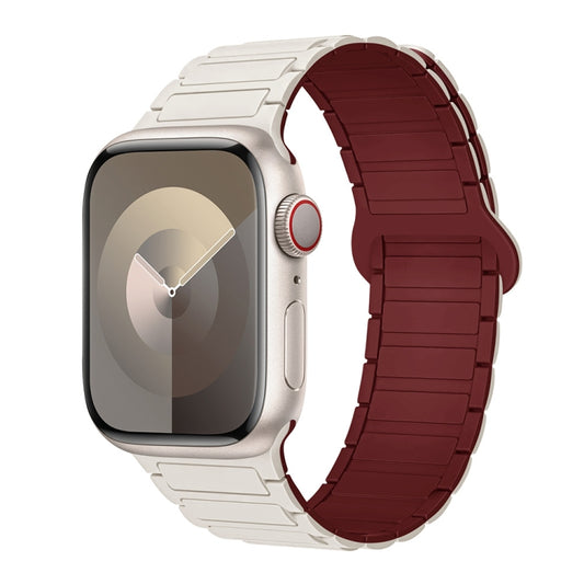 For Apple Watch Series 7 45mm I-Shaped Magnetic Silicone Watch Band(Starlight Wine Red) - Watch Bands by PMC Jewellery | Online Shopping South Africa | PMC Jewellery