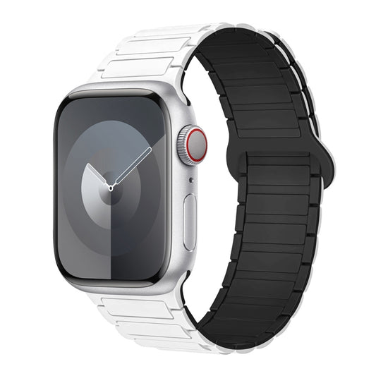 For Apple Watch Series 6 40mm I-Shaped Magnetic Silicone Watch Band(White Black) - Watch Bands by PMC Jewellery | Online Shopping South Africa | PMC Jewellery