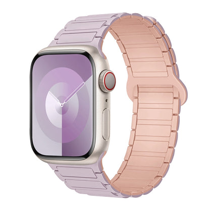 For Apple Watch Series 3 38mm I-Shaped Magnetic Silicone Watch Band(Light Purple Pink) - Watch Bands by PMC Jewellery | Online Shopping South Africa | PMC Jewellery