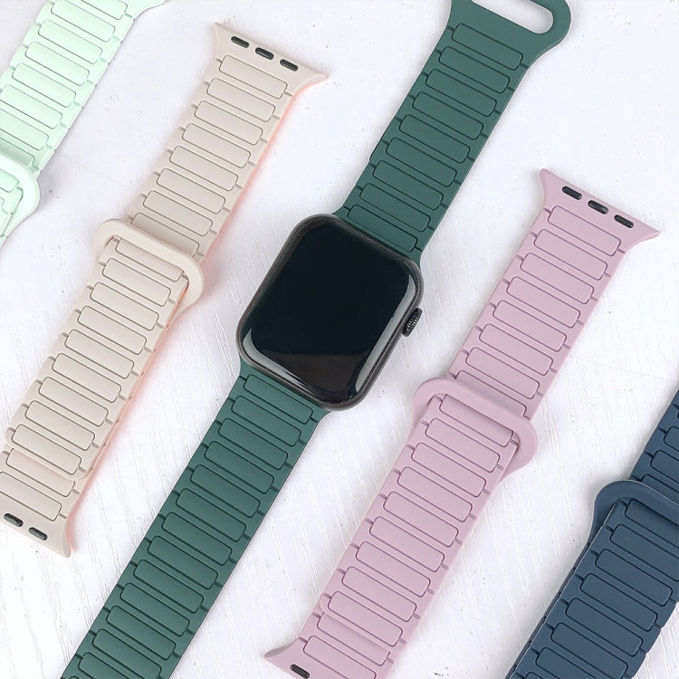 For Apple Watch Series 4 44mm I-Shaped Magnetic Silicone Watch Band(Mint White) - Watch Bands by PMC Jewellery | Online Shopping South Africa | PMC Jewellery