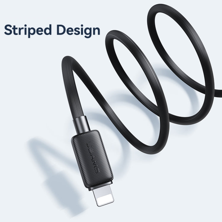 USAMS US-SJ689 USB to 8 Pin 2.4A Striped Fast Charge Data Cable, Length:1m(White) - Normal Style Cable by USAMS | Online Shopping South Africa | PMC Jewellery | Buy Now Pay Later Mobicred