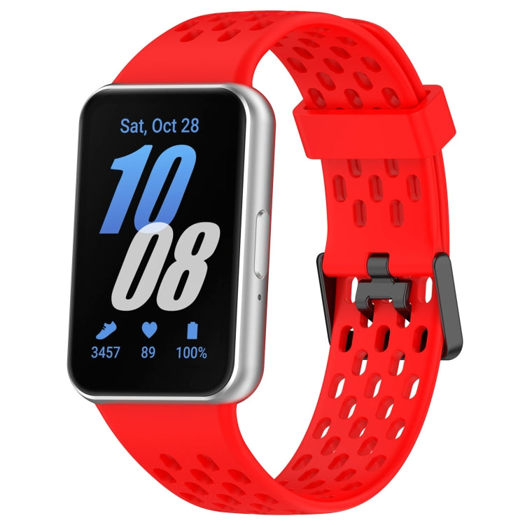 For Samsung Galaxy Fit 3 Hole Style Dual Buckle Silicone Watch Band(Red) - Watch Bands by PMC Jewellery | Online Shopping South Africa | PMC Jewellery