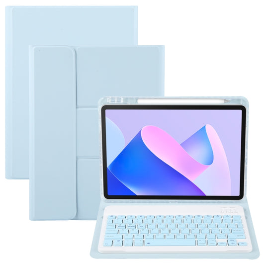 For Huawei MatePad 11 2023 / 2021 Square Button Bluetooth Keyboard Rotatable Holder Leather Case(Sky Blue) - Huawei Keyboard by PMC Jewellery | Online Shopping South Africa | PMC Jewellery