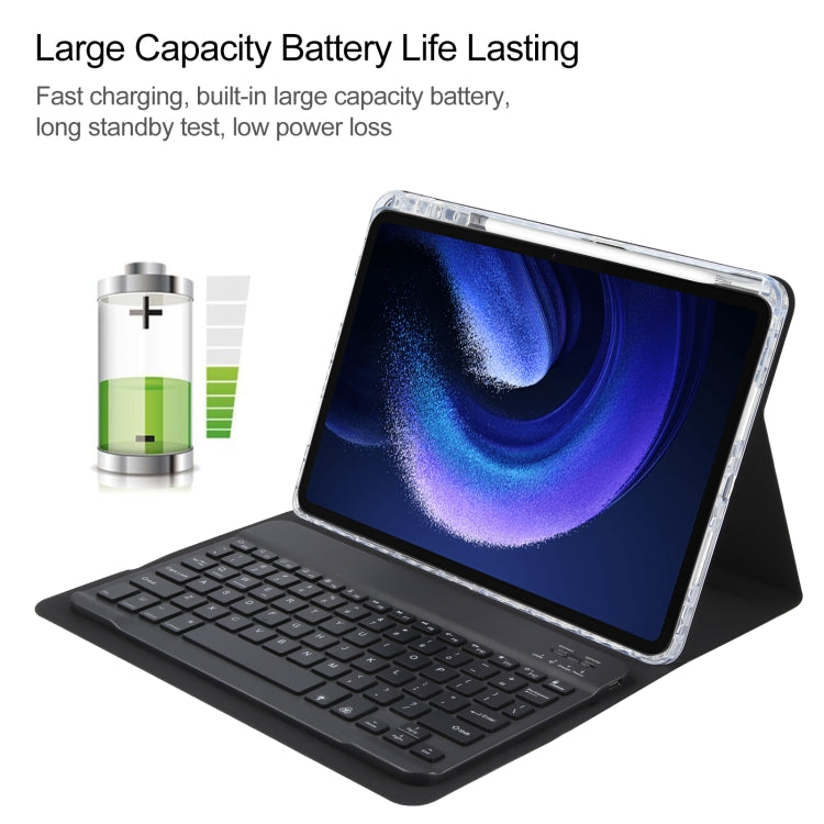 For Xiaomi Pad 6 Square Button Backlight Bluetooth Keyboard Rotatable Holder Leather Case(Black) - Others Keyboard by PMC TechLife | Online Shopping South Africa | PMC TechLife