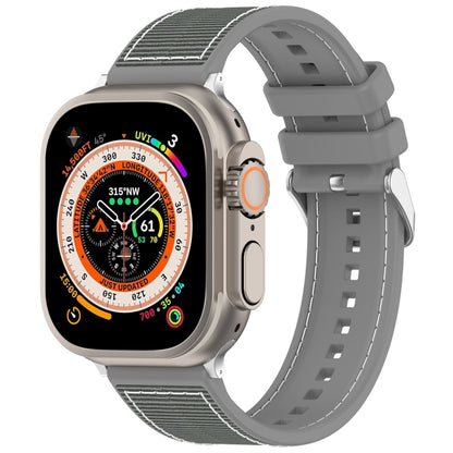 For Apple Watch SE 2023 44mm Ordinary Buckle Hybrid Nylon Braid Silicone Watch Band(Grey) - Watch Bands by PMC Jewellery | Online Shopping South Africa | PMC Jewellery