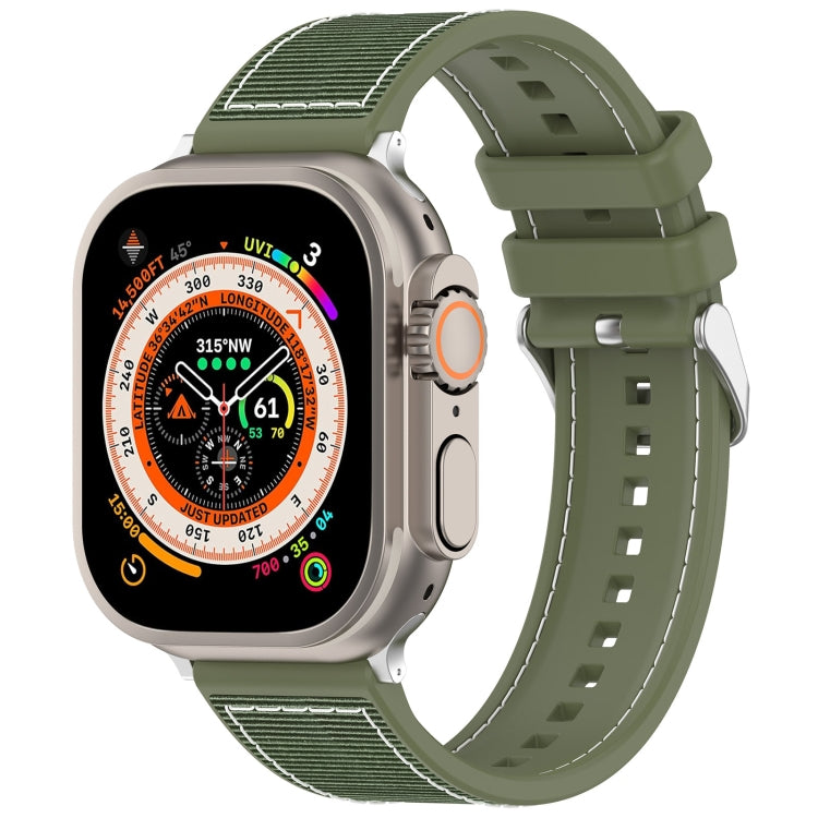 For Apple Watch SE 2023 40mm Ordinary Buckle Hybrid Nylon Braid Silicone Watch Band(Green) - Watch Bands by PMC Jewellery | Online Shopping South Africa | PMC Jewellery