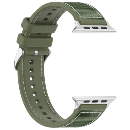 For Apple Watch SE 44mm Ordinary Buckle Hybrid Nylon Braid Silicone Watch Band(Green) - Watch Bands by PMC Jewellery | Online Shopping South Africa | PMC Jewellery