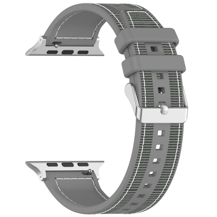 For Apple Watch Series 5 44mm Ordinary Buckle Hybrid Nylon Braid Silicone Watch Band(Grey) - Watch Bands by PMC Jewellery | Online Shopping South Africa | PMC Jewellery