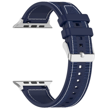 For Apple Watch Series 5 40mm Ordinary Buckle Hybrid Nylon Braid Silicone Watch Band(Midnight Blue) - Watch Bands by PMC Jewellery | Online Shopping South Africa | PMC Jewellery