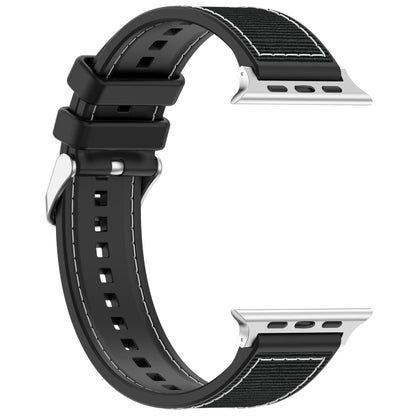 For Apple Watch Series 4 40mm Ordinary Buckle Hybrid Nylon Braid Silicone Watch Band(Black) - Watch Bands by PMC Jewellery | Online Shopping South Africa | PMC Jewellery