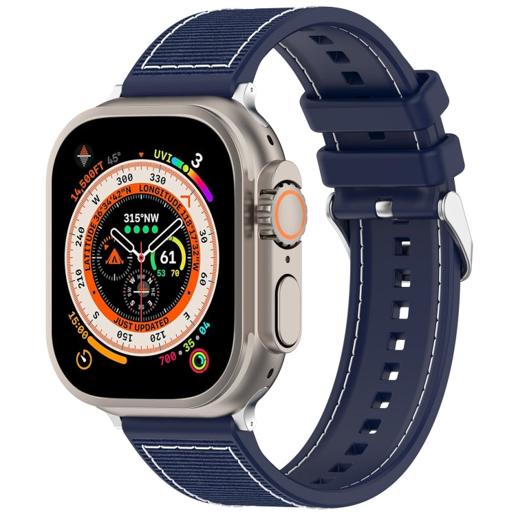 For Apple Watch Series 3 42mm Ordinary Buckle Hybrid Nylon Braid Silicone Watch Band(Midnight Blue) - Watch Bands by PMC Jewellery | Online Shopping South Africa | PMC Jewellery