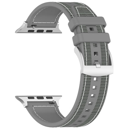 For Apple Watch SE 2023 40mm Official Buckle Hybrid Nylon Braid Silicone Watch Band(Grey) - Watch Bands by PMC Jewellery | Online Shopping South Africa | PMC Jewellery