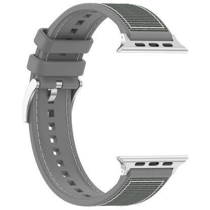 For Apple Watch SE 2023 40mm Official Buckle Hybrid Nylon Braid Silicone Watch Band(Grey) - Watch Bands by PMC Jewellery | Online Shopping South Africa | PMC Jewellery