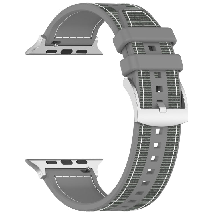 For Apple Watch Series 7 41mm Official Buckle Hybrid Nylon Braid Silicone Watch Band(Grey) - Watch Bands by PMC Jewellery | Online Shopping South Africa | PMC Jewellery