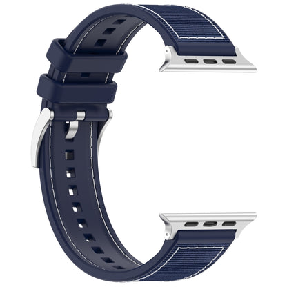 For Apple Watch Series 7 45mm Official Buckle Hybrid Nylon Braid Silicone Watch Band(Midnight Blue) - Watch Bands by PMC Jewellery | Online Shopping South Africa | PMC Jewellery