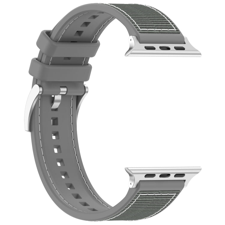 For Apple Watch SE 44mm Official Buckle Hybrid Nylon Braid Silicone Watch Band(Grey) - Watch Bands by PMC Jewellery | Online Shopping South Africa | PMC Jewellery