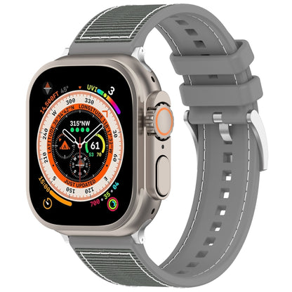 For Apple Watch Series 5 40mm Official Buckle Hybrid Nylon Braid Silicone Watch Band(Grey) - Watch Bands by PMC Jewellery | Online Shopping South Africa | PMC Jewellery