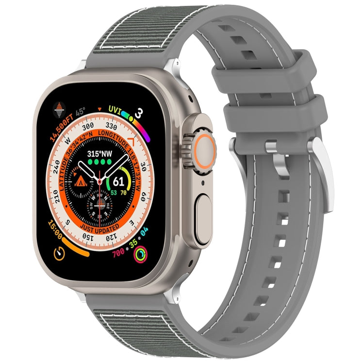 For Apple Watch Series 3 38mm Official Buckle Hybrid Nylon Braid Silicone Watch Band(Grey) - Watch Bands by PMC Jewellery | Online Shopping South Africa | PMC Jewellery