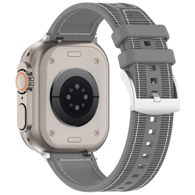 For Apple Watch Series 3 38mm Official Buckle Hybrid Nylon Braid Silicone Watch Band(Grey) - Watch Bands by PMC Jewellery | Online Shopping South Africa | PMC Jewellery