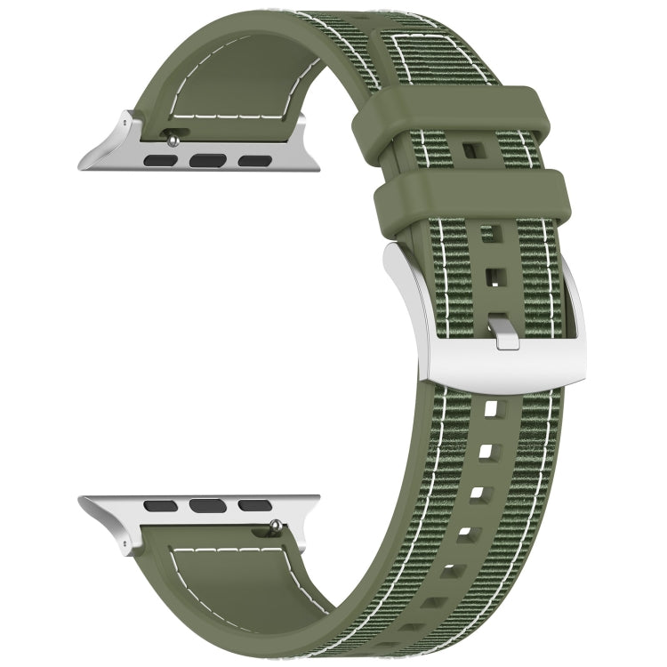 For Apple Watch Series 3 42mm Official Buckle Hybrid Nylon Braid Silicone Watch Band(Green) - Watch Bands by PMC Jewellery | Online Shopping South Africa | PMC Jewellery