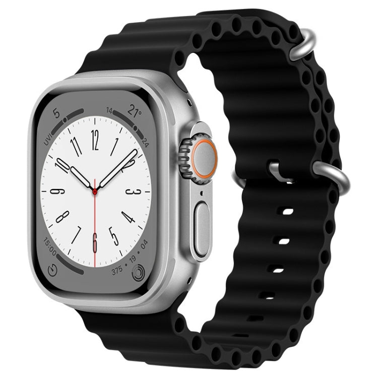 For Apple Watch Series 8 45mm ZGA Ocean Silicone Watch Band(Black) - Watch Bands by ZGA | Online Shopping South Africa | PMC Jewellery