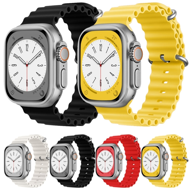 For Apple Watch SE 2022 44mm ZGA Ocean Silicone Watch Band(Yellow) - Watch Bands by ZGA | Online Shopping South Africa | PMC Jewellery