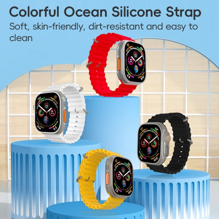 For Apple Watch Ultra 49mm ZGA Ocean Silicone Watch Band(White) - Watch Bands by ZGA | Online Shopping South Africa | PMC Jewellery