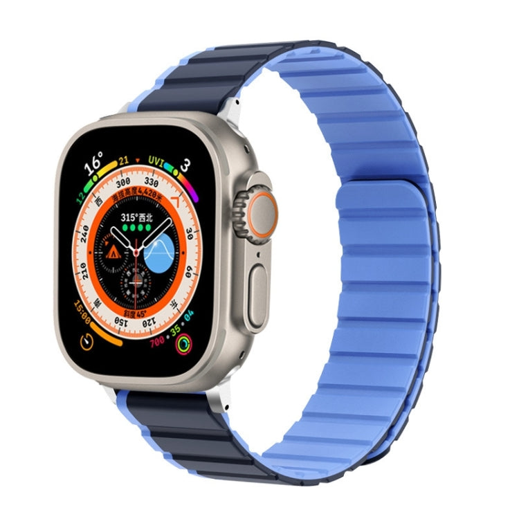 For Apple Watch Series 9 45mm ZGA Two Color Magnetic Silicone Watch Band(Dark Blue+Light Blue) - Watch Bands by ZGA | Online Shopping South Africa | PMC Jewellery