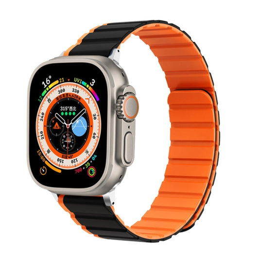 For Apple Watch Ultra 49mm ZGA Two Color Magnetic Silicone Watch Band(Black+Orange) - Watch Bands by ZGA | Online Shopping South Africa | PMC Jewellery | Buy Now Pay Later Mobicred