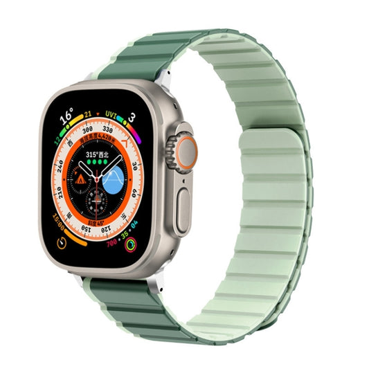 For Apple Watch Ultra 49mm ZGA Two Color Magnetic Silicone Watch Band(Dark Green+Light Green) - Watch Bands by ZGA | Online Shopping South Africa | PMC Jewellery