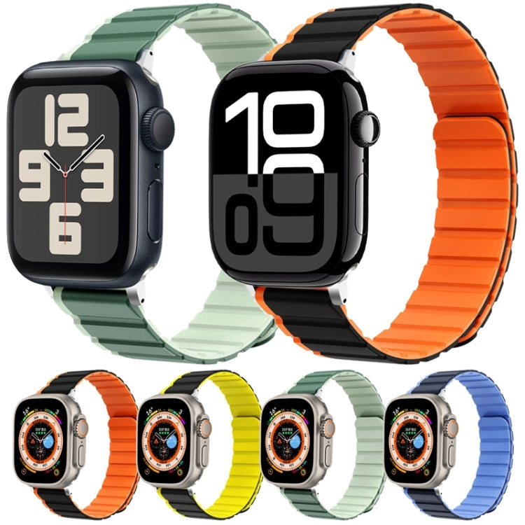 For Apple Watch 42mm ZGA Two Color Magnetic Silicone Watch Band(Dark Green+Light Green) - Watch Bands by ZGA | Online Shopping South Africa | PMC Jewellery | Buy Now Pay Later Mobicred