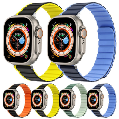 For Apple Watch Series 2 42mm ZGA Two Color Magnetic Silicone Watch Band(Grey+Yellow) - Watch Bands by ZGA | Online Shopping South Africa | PMC Jewellery