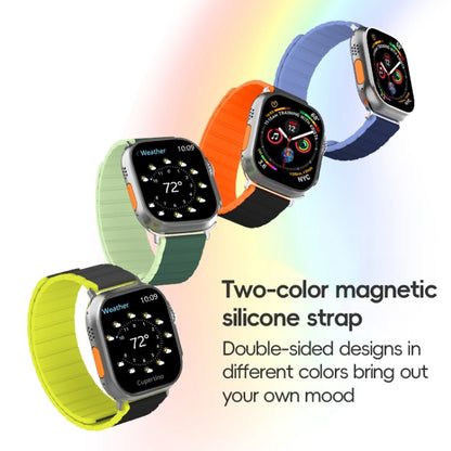 For Apple Watch Series 8 45mm ZGA Two Color Magnetic Silicone Watch Band(Black+Orange) - Watch Bands by ZGA | Online Shopping South Africa | PMC Jewellery