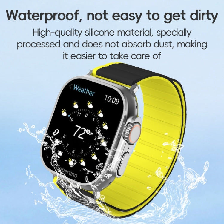 For Apple Watch Ultra 2 49mm ZGA Two Color Magnetic Silicone Watch Band(Grey+Yellow) - Watch Bands by ZGA | Online Shopping South Africa | PMC Jewellery | Buy Now Pay Later Mobicred