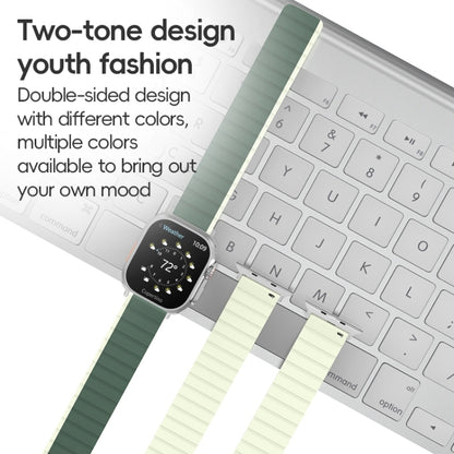 For Apple Watch Series 4 44mm ZGA Two Color Magnetic Silicone Watch Band(Dark Green+Light Green) - Watch Bands by ZGA | Online Shopping South Africa | PMC Jewellery | Buy Now Pay Later Mobicred