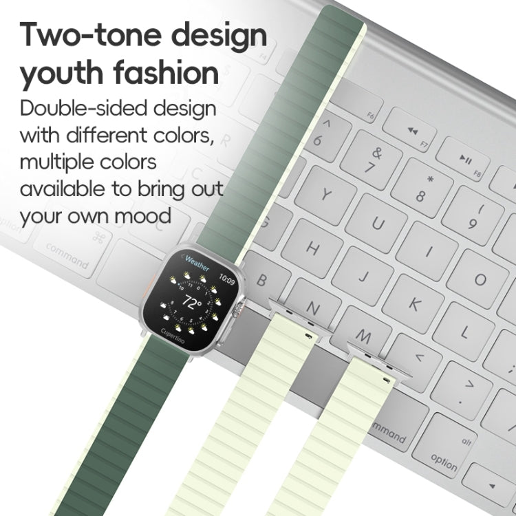 For Apple Watch Ultra 2 49mm ZGA Two Color Magnetic Silicone Watch Band(Dark Green+Light Green) - Watch Bands by ZGA | Online Shopping South Africa | PMC Jewellery | Buy Now Pay Later Mobicred